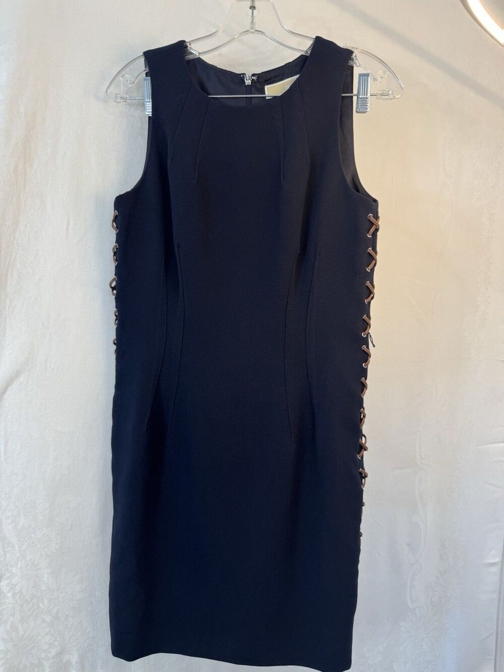 Michael Kors Navy Blue Dress with Faux Cross Tie Sides Size 8 NWT
